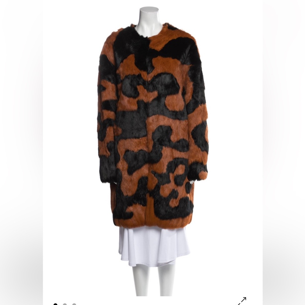 Diane von Furstenberg Real Fur Black and Brown Women's Coat - Sz L